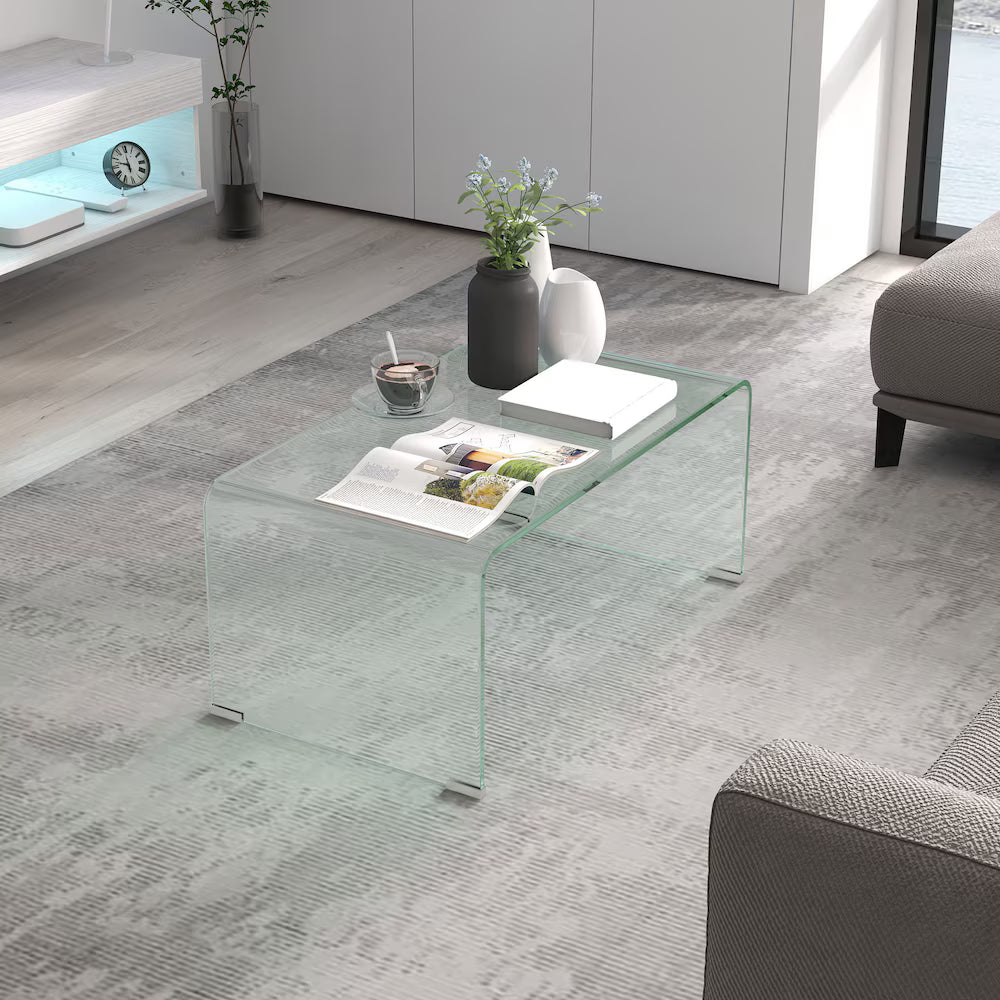 HOMCOM Clear Tempered Glass Centre Table for Living Room