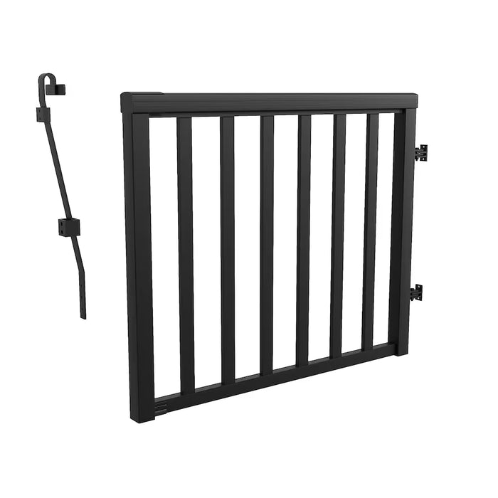Peak RailBlazers Aluminum Deck Railing 36 in. H Wide Picket Gate In Matte Black