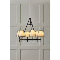 6-Light Farmhouse Wagon Wheel Chandelier Tapered White Linen Shade