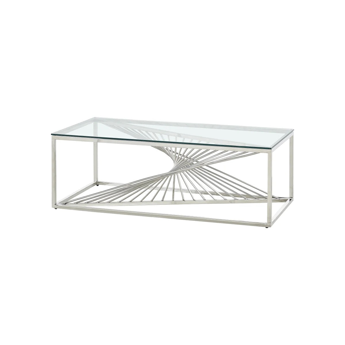 Prisma 47-inch Glass Top Coffee Table w/ Metal Frame