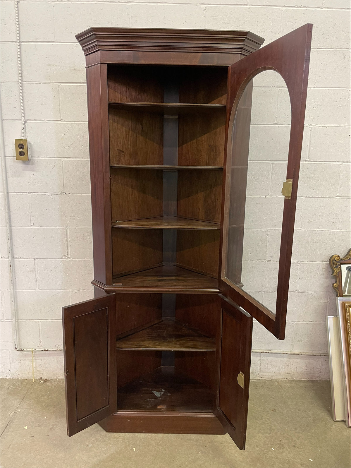 Wood Corner Cabinet with Key