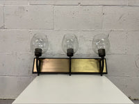 Brown and Gold Three Light Vanity Fixture