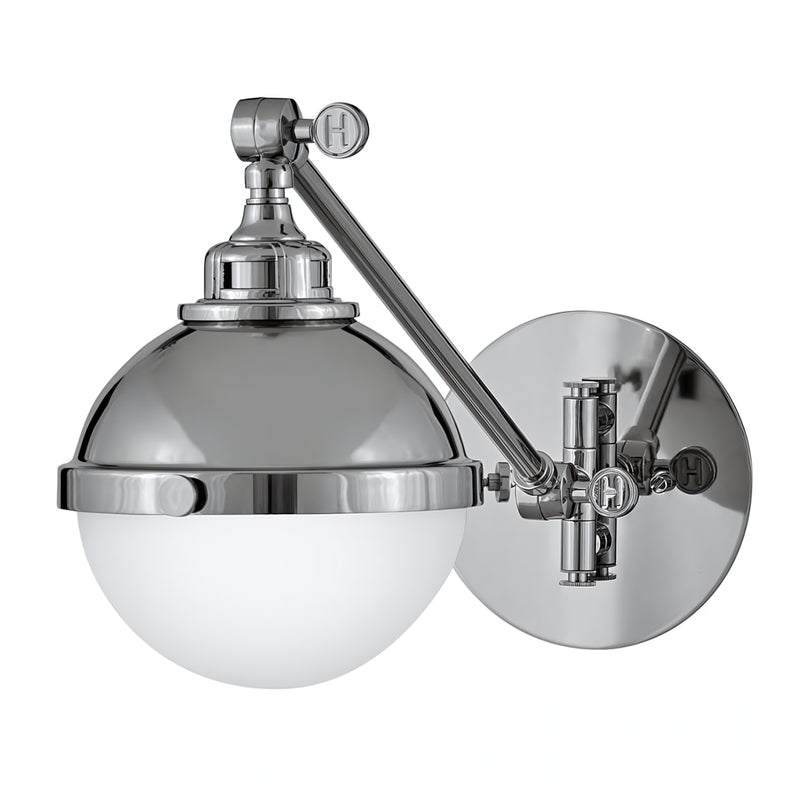 Small Swing Arm 1-Light Sconce in Polished Nickel