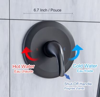 RAINLEX 6: Matte Black Single-Handle 6-Spray Shower Faucet with Handheld