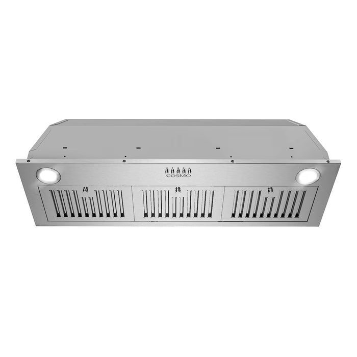 Cosmo 36 in. Lumin Collection Ducted Insert Range Hood, Button Controls, Stainless Steel