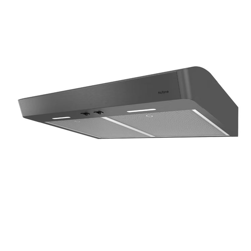 Broan-NuTone 30-inch Under Cabinet Range Hood, 375 MAX Blower CFM in Black Stainless Steel, Optional Ductless Filter Separate