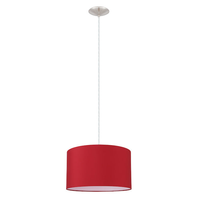 Pendant Lamp with Fabric Shade - Nickel/Red