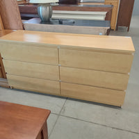 63.5"W Modern Style 6-Drawer Dresser