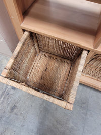 Solid Ikea-Style Tv Stand W/ Wicker Baskets
