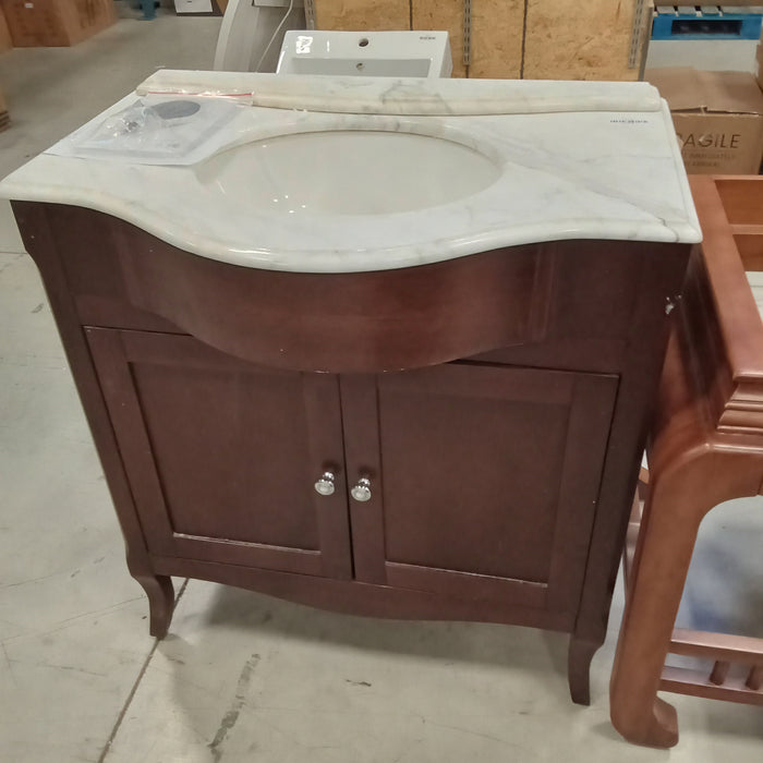 32"W Bathroom Vanity with Marble Top and Sink