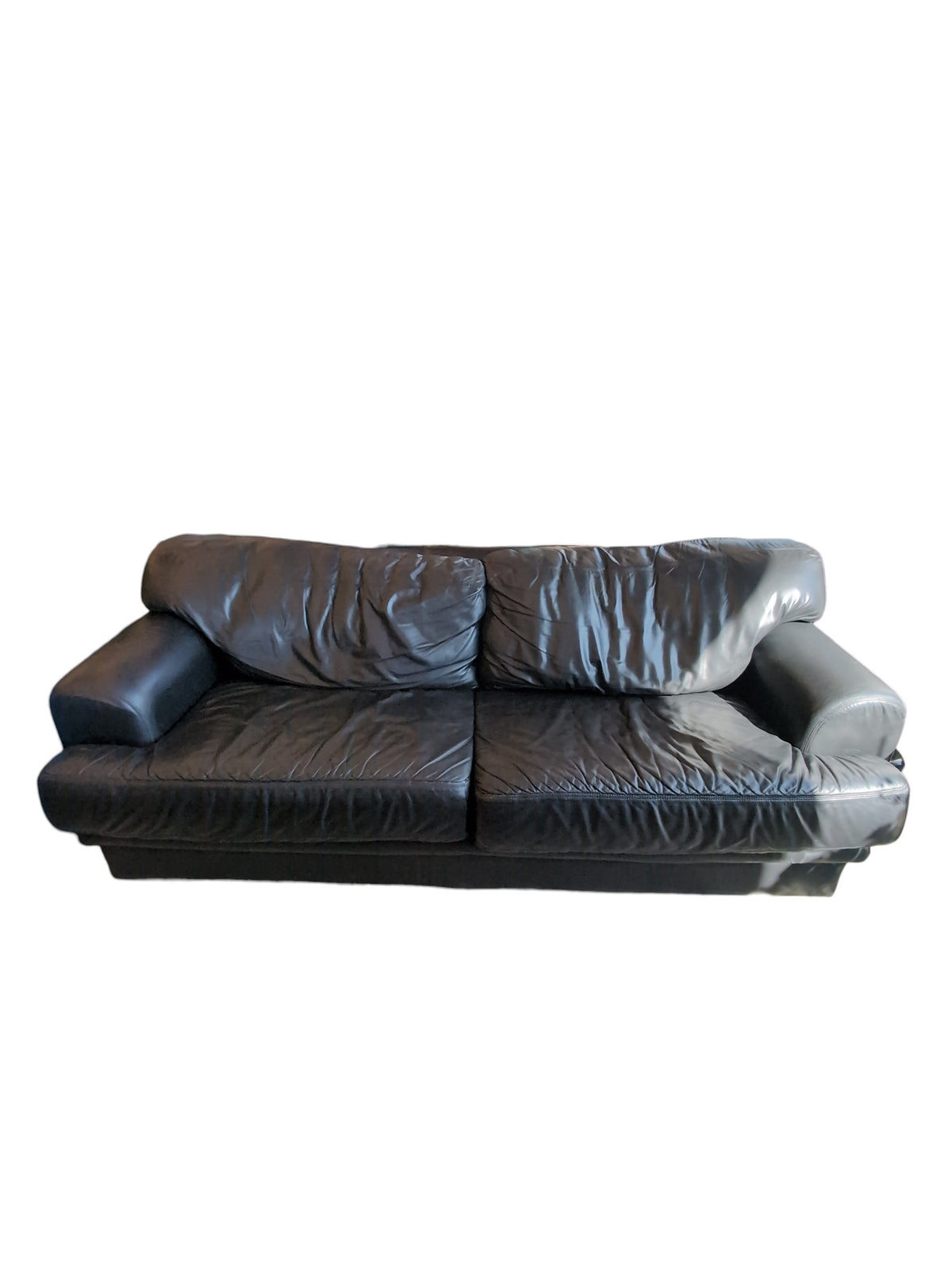 Genuine Leather Three Seater Sofa - Black