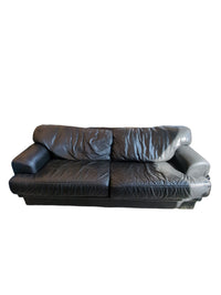 Genuine Leather Three Seater Sofa - Black