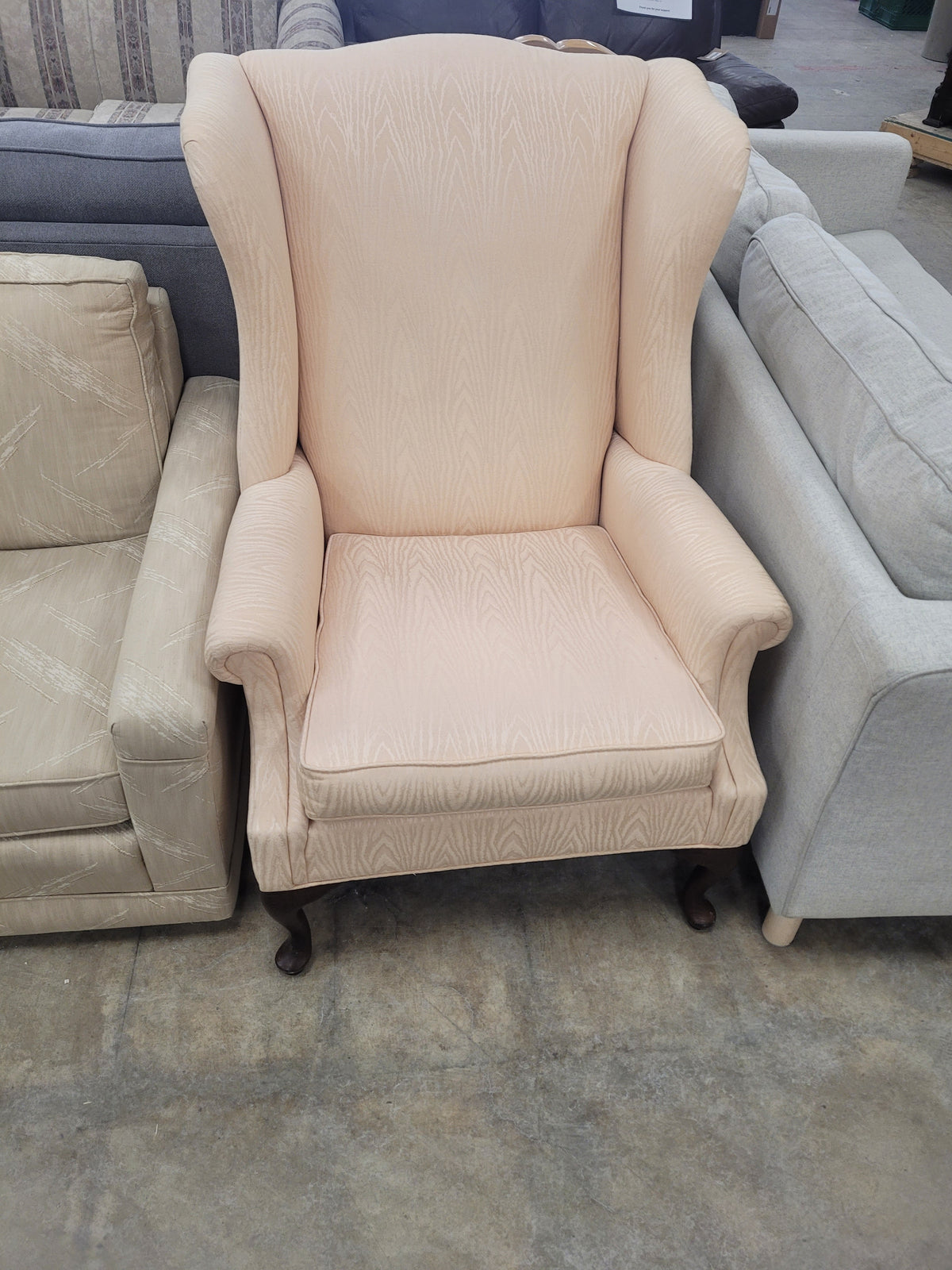 Salmon Pink Wingback Chair