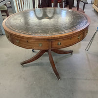 44"Diameter Table with Leather Inlaid Top