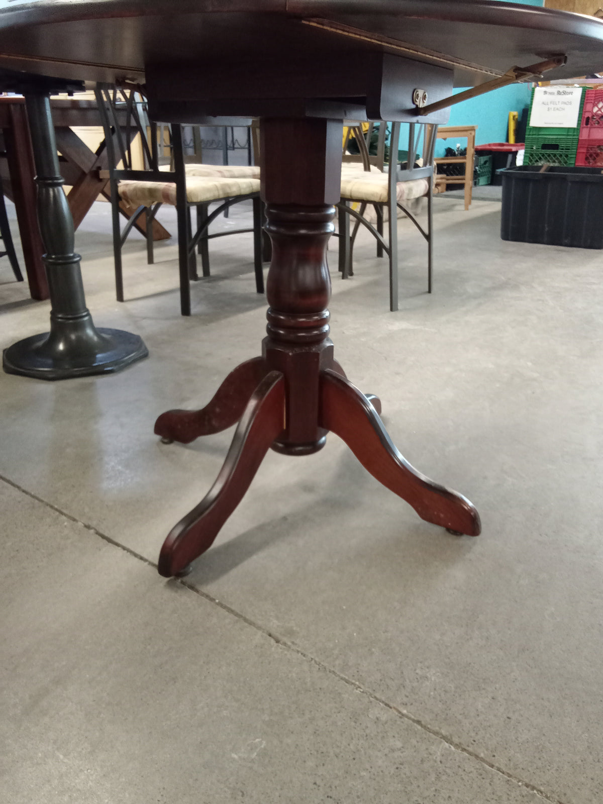 38" Diameter Round Wood Drop Leaf Dining Table