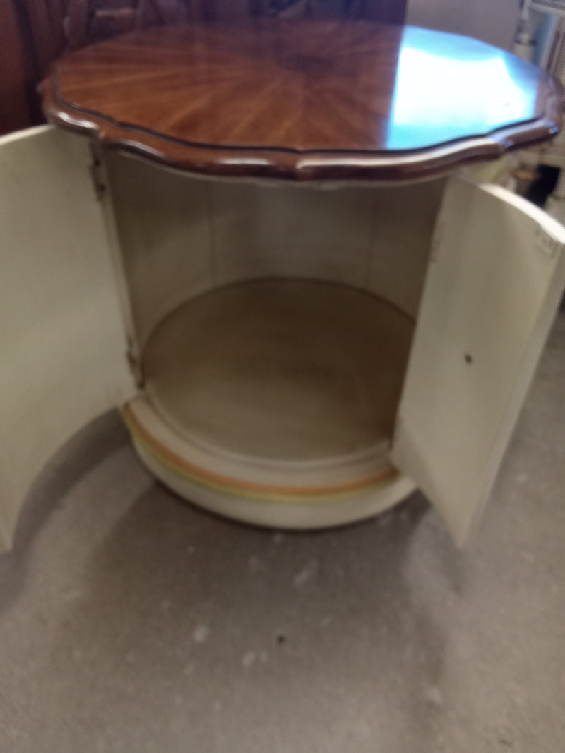 25"W Wooden Side Table With Unique Detailing