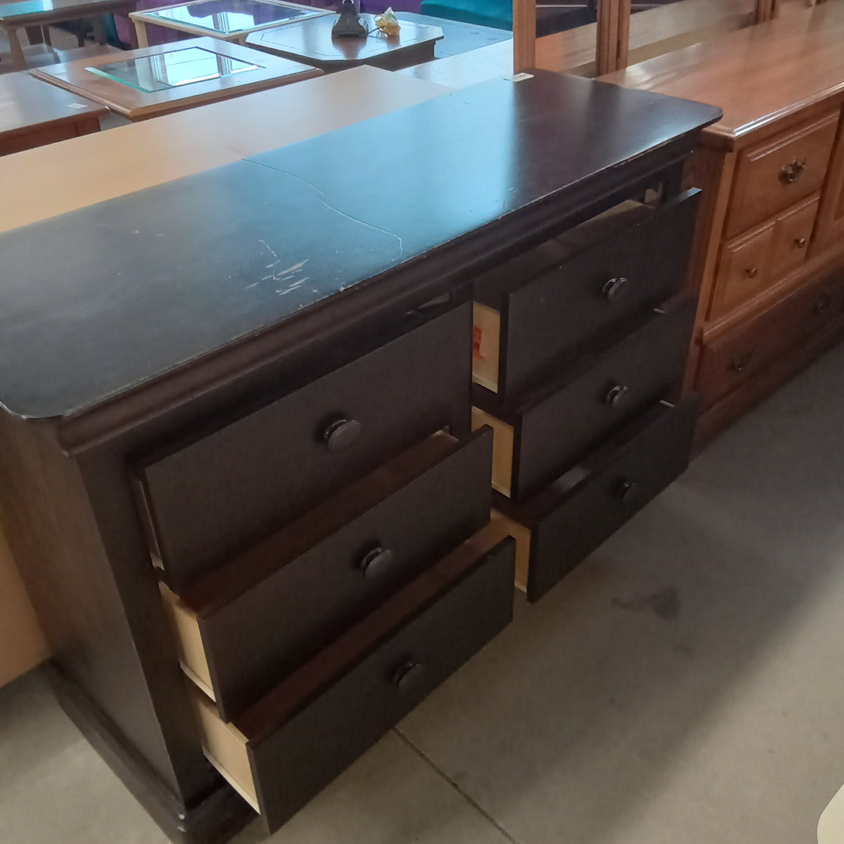 52"W 6-Drawer Dresser in Dark Wood