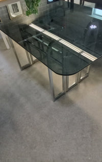 60"W Dining Table with Dark Tempered Glass Top