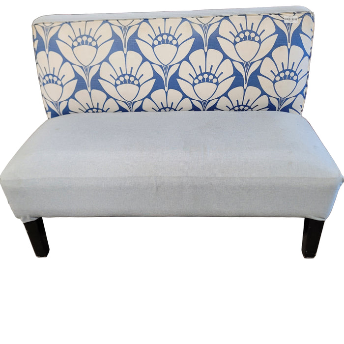 50"W 2-Seat Sofa in Blue and White
