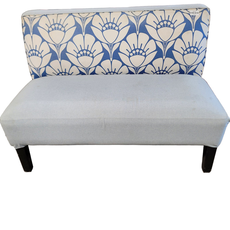 50"W 2-Seat Sofa in Blue and White