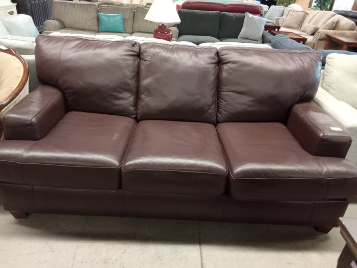 76.5"W Leather 3-Seater Sofa