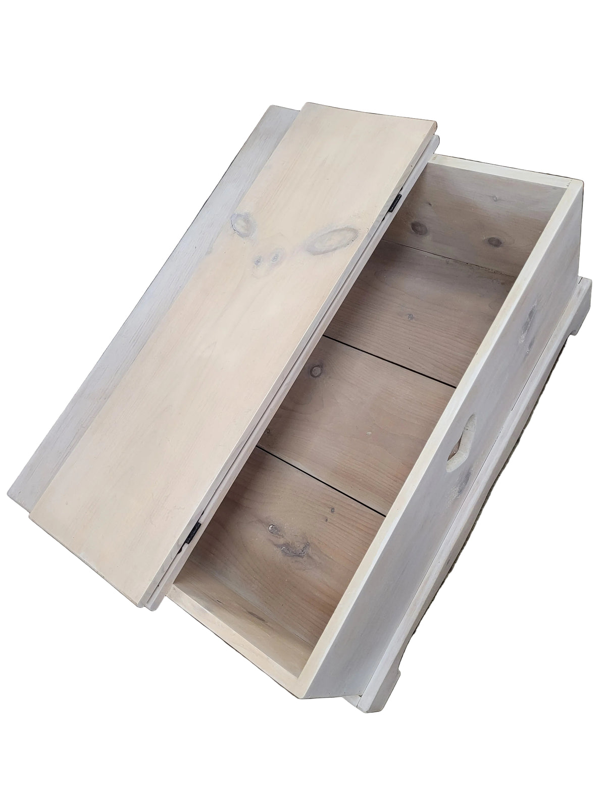 Heart Cut-Out White Washed Storage Chest