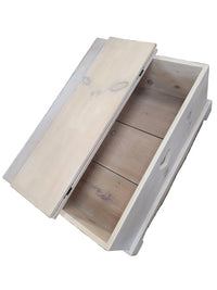 Heart Cut-Out White Washed Storage Chest
