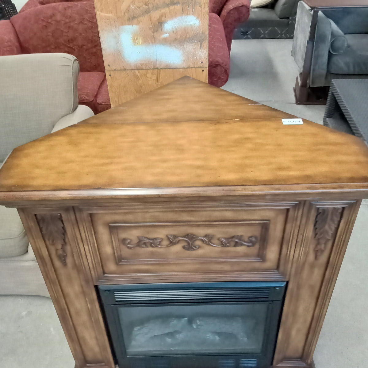 38.5"W Corner Fireplace and Mantle - Electric