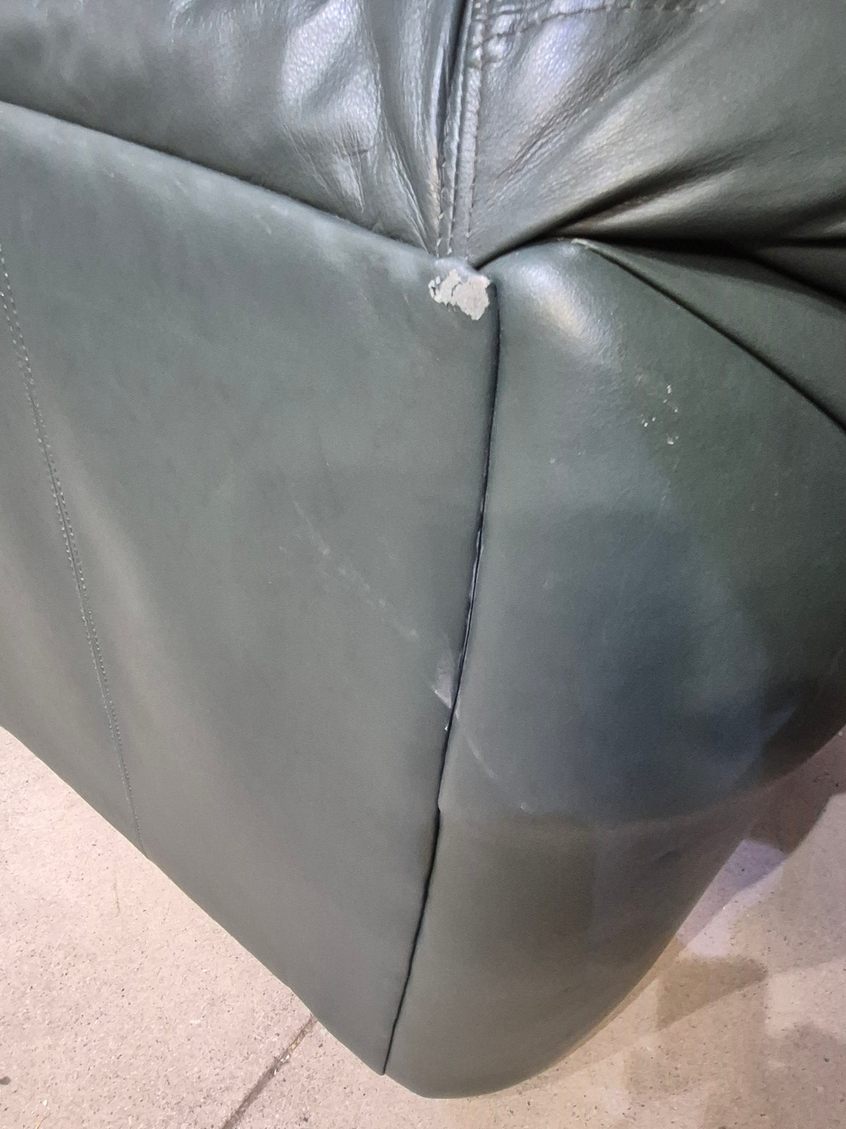 Green Leather love seat Couch