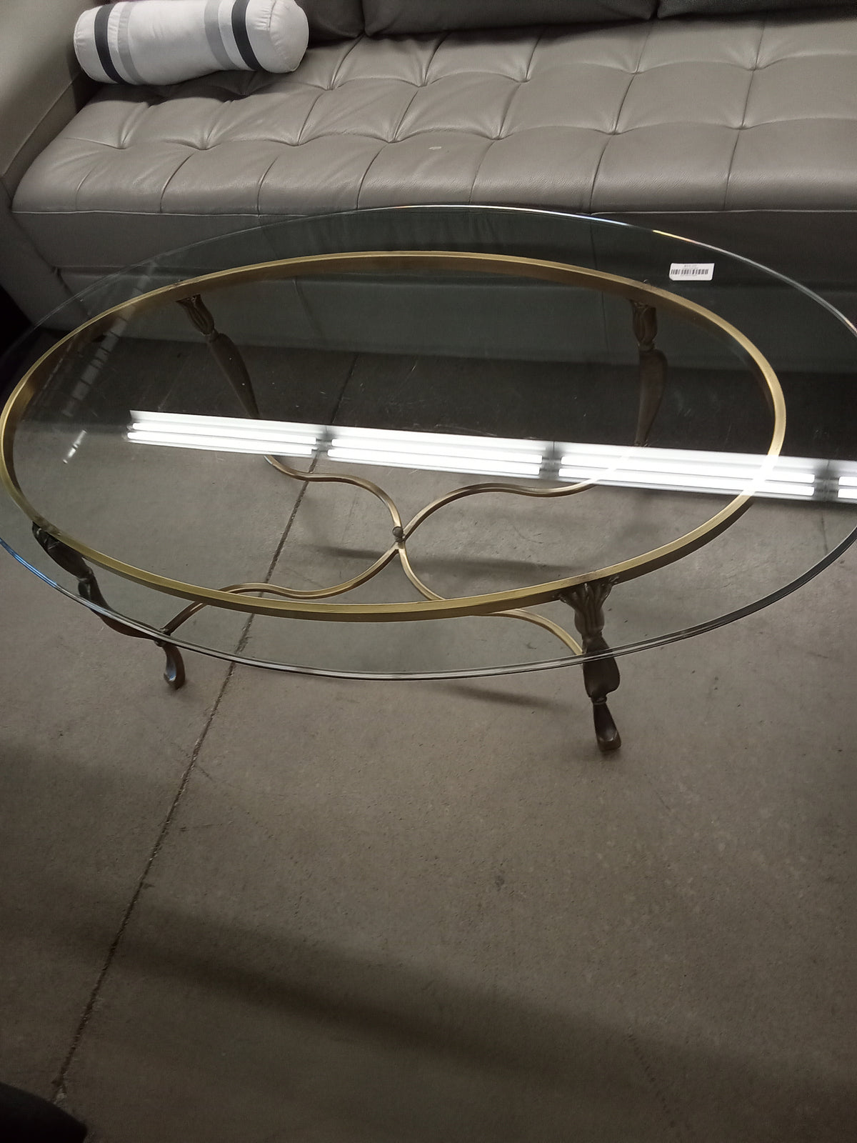 52"W Oval Coffee Table with Glass Top