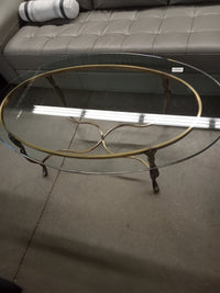 52"W Oval Coffee Table with Glass Top