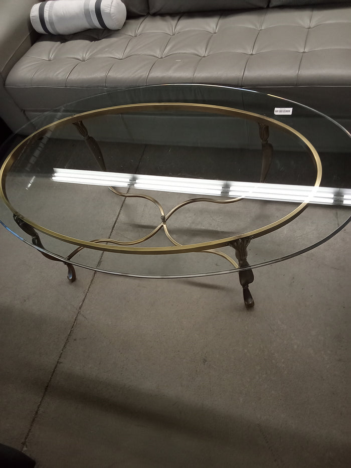 52"W Oval Coffee Table with Glass Top