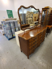 63" Brown 12-Drawer Dresser with Mirror