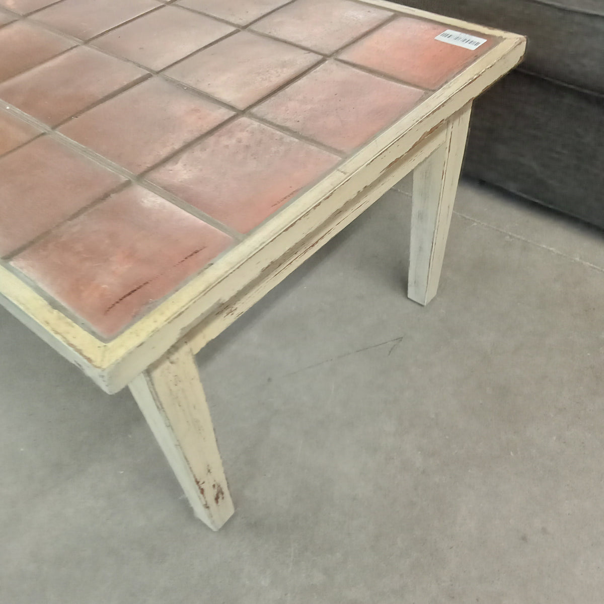 44"W Distressed Look Coffee Table with Tile Top
