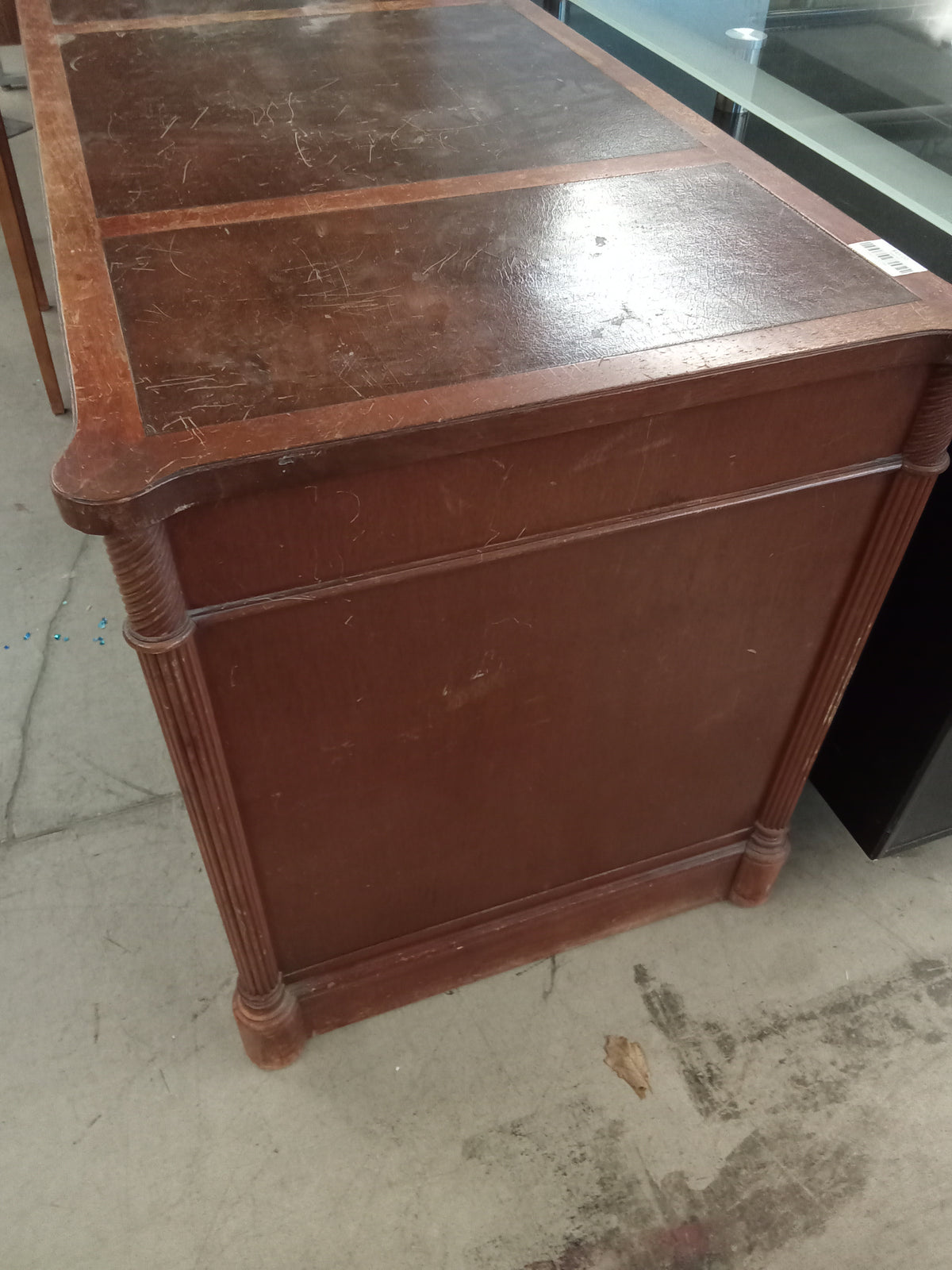 50"W Double Pedestal Desk with Leather Inlay