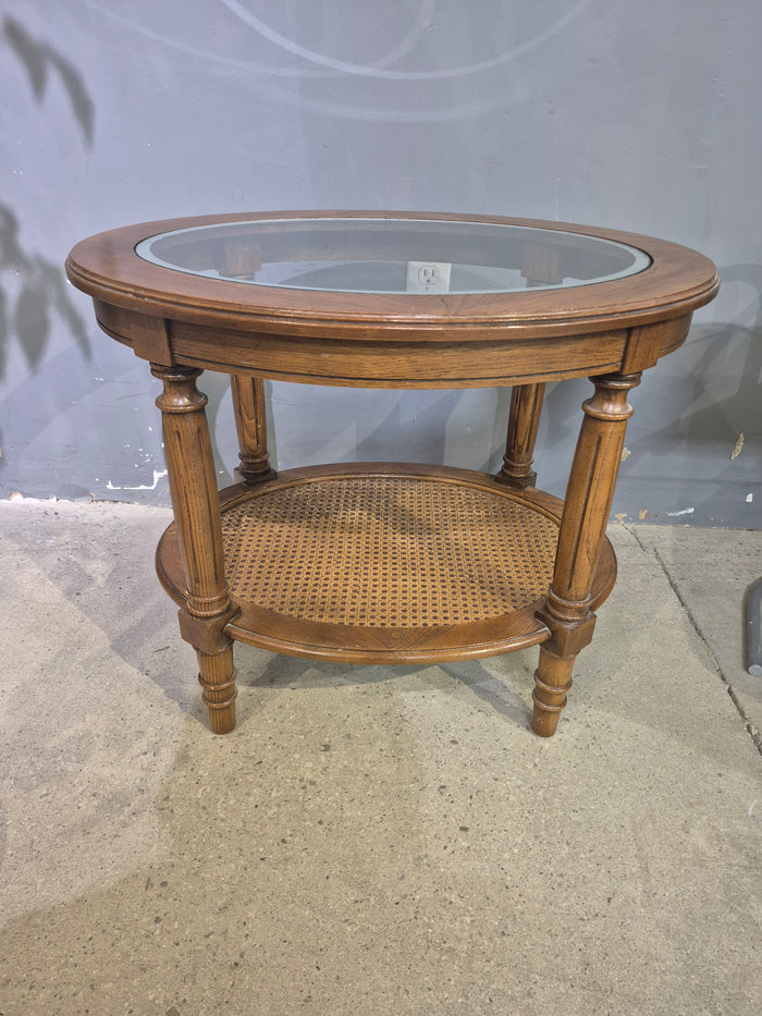 Oval Side Table with Glass Top