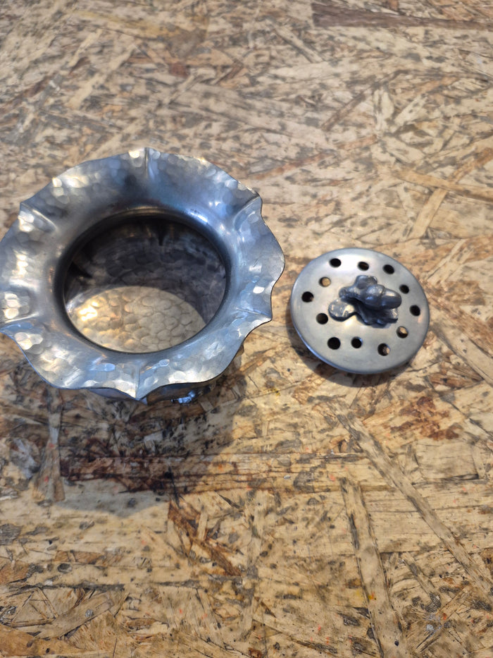 Vintage Pewter Incense Bowl with Lid