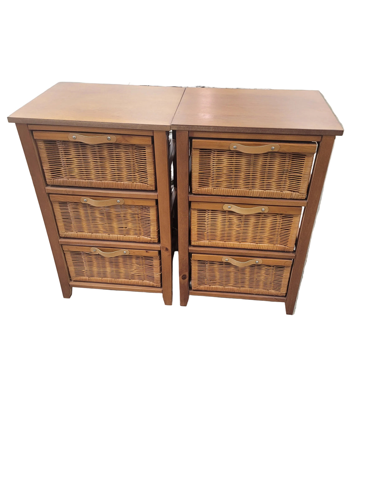 3-Drawer Wicker Basket Storage Towers