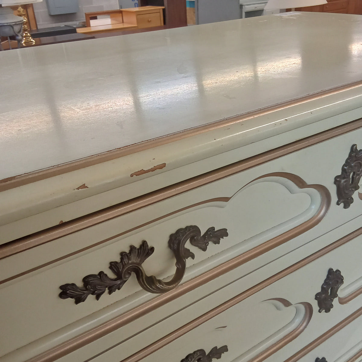 45"W 6-Drawer Tall Boy Dresser in Cream