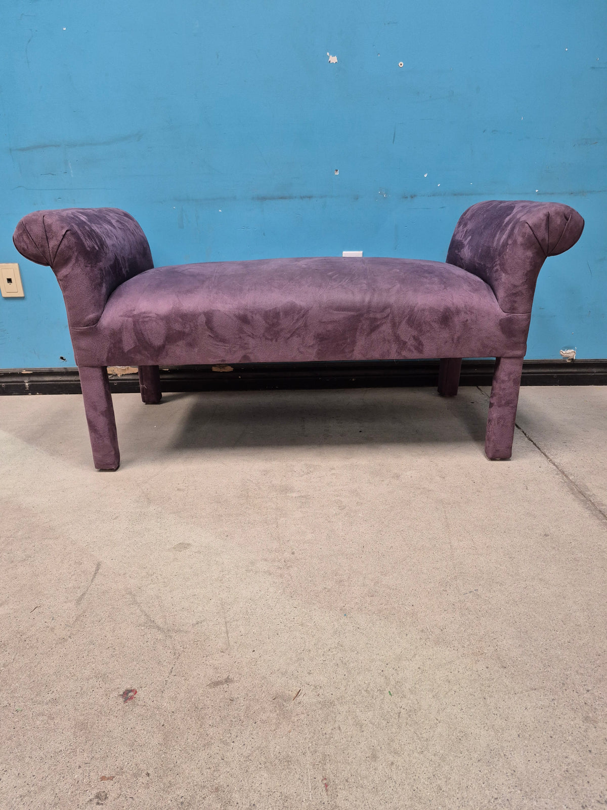 Upholstered Bench with Roll-Style Arms