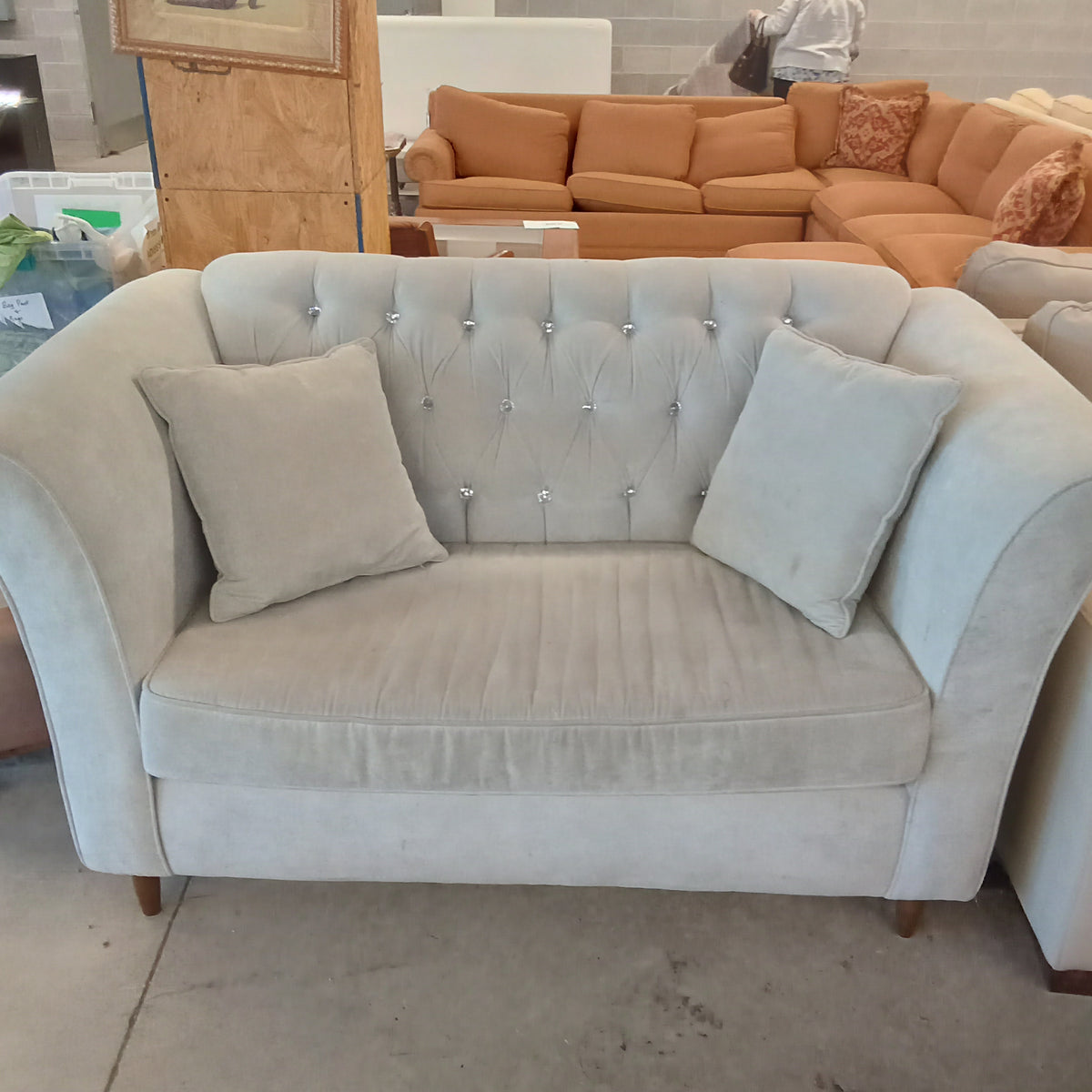 64"W Gray Love Seat