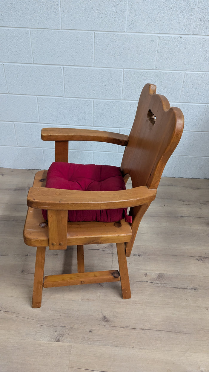24"W Pine Dining Chair w/ Captain's Armrests