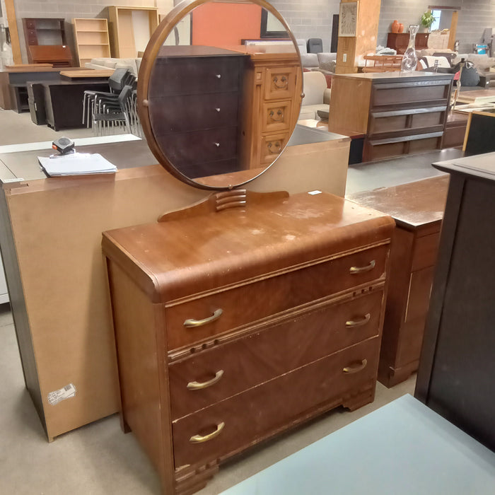 40"W 3-Drawer Art Deco Style Dresser with Mirror