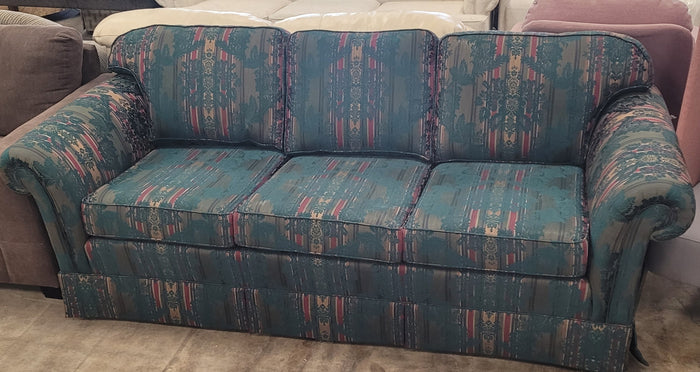 Green Vintage-Style Upholstered 3-Seater Sofa