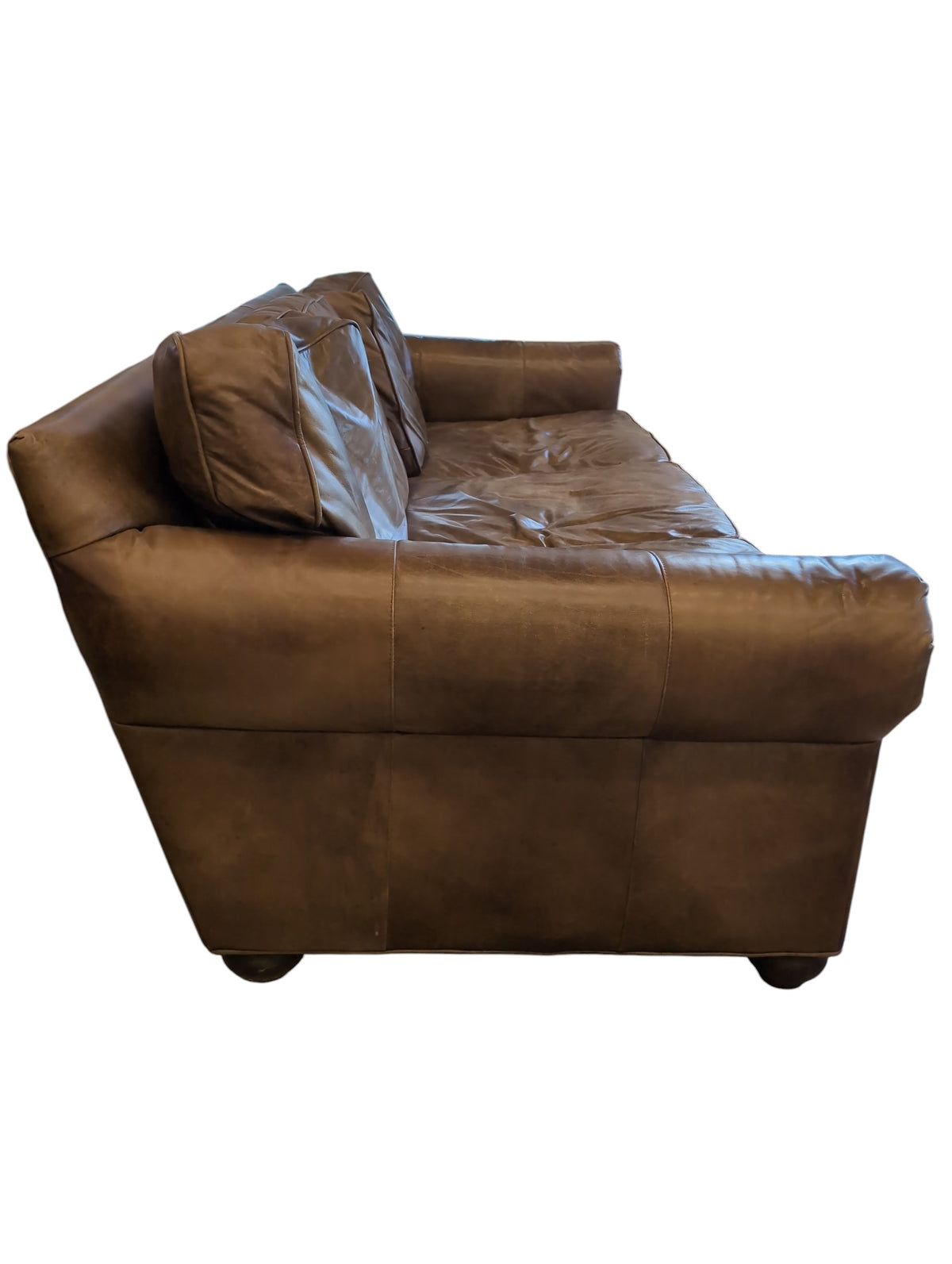 Brown Leather Three Seater Sofa
