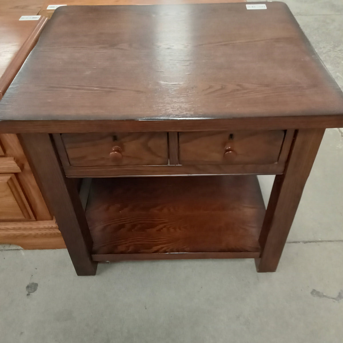 27"W Rustic Side Table with Two Drawers