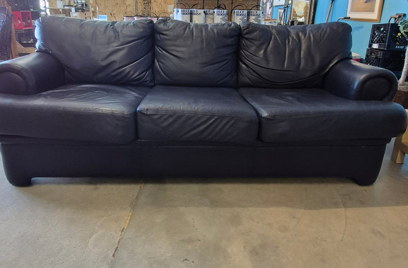 Navy Leather Sofa