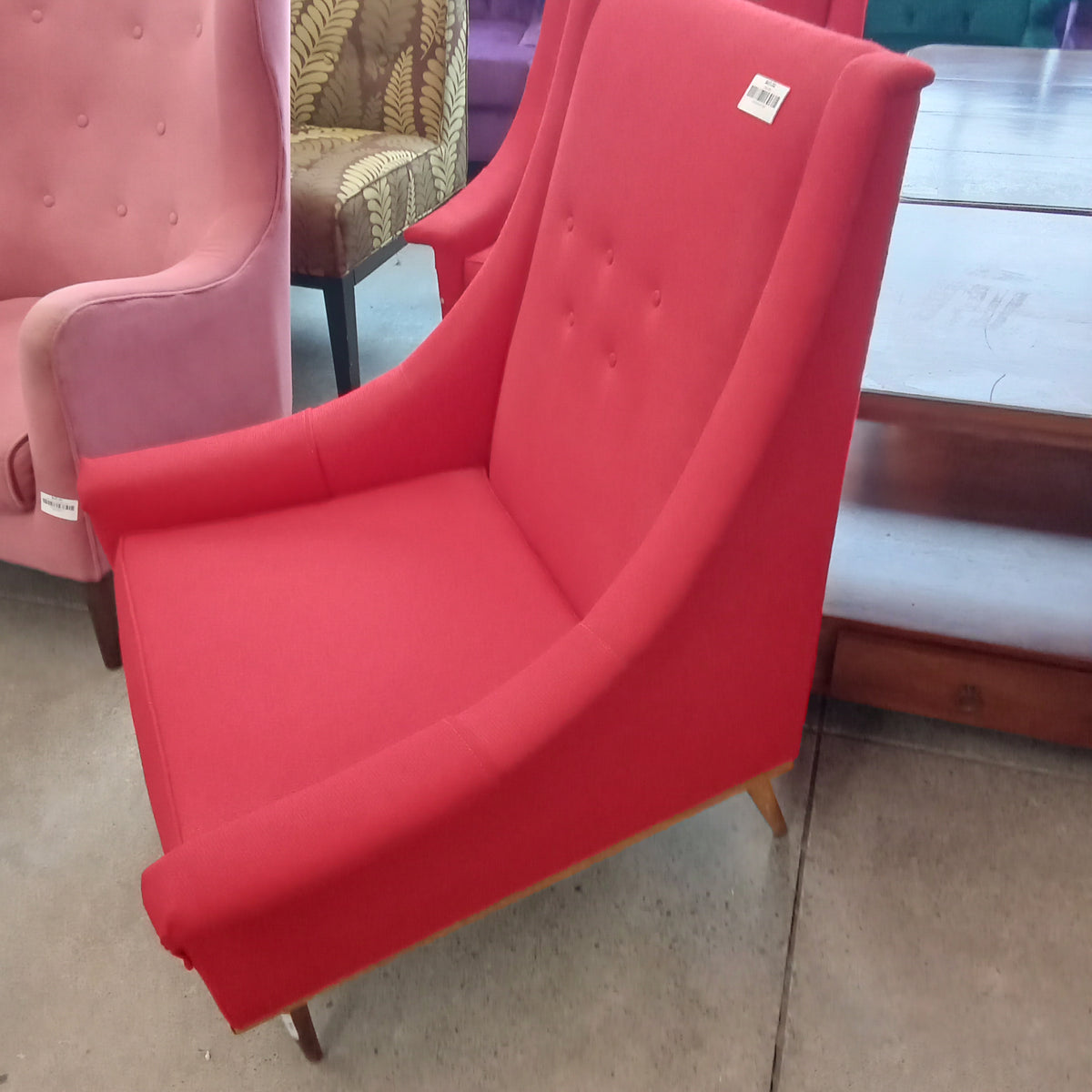 32"W Modern Style Armchair in Red Fabric