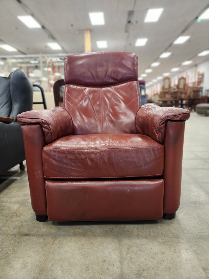 Reddish Brown Faux Leather Recliner