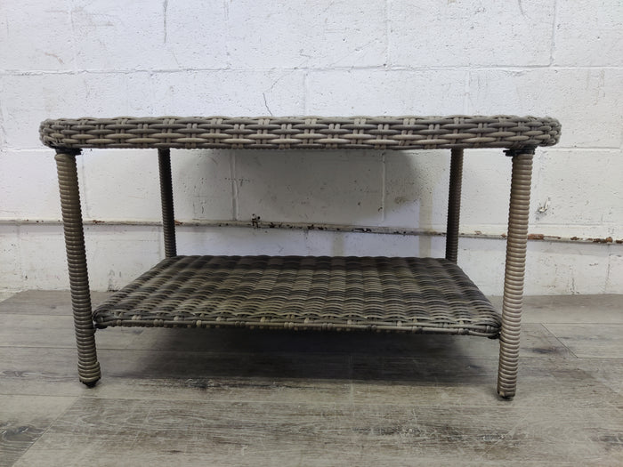 Stone Top Wicker Outdoor Table